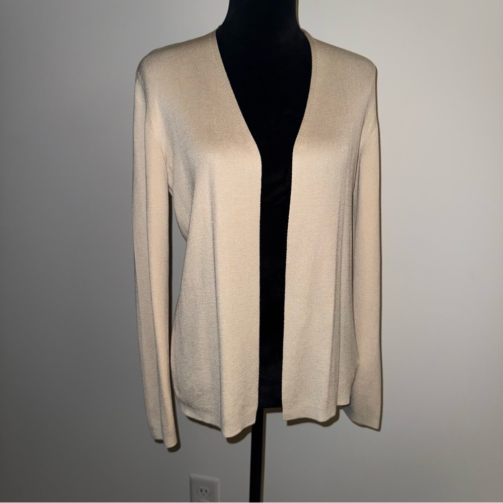FEDELI Elegant Cream Open-Front Women's cardigan 100% Silk EU50/Large